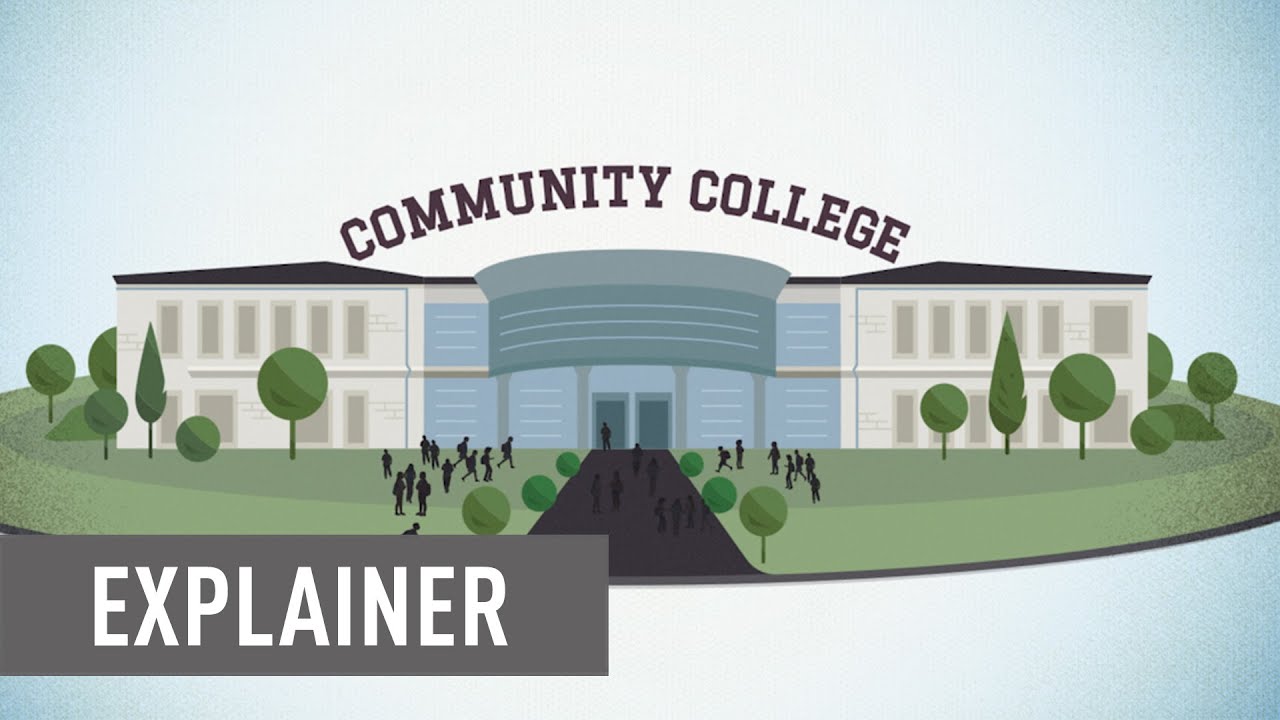 Still image from CAP's explainer video shows an illustration of a Community College with the word "Explainer" overlayed.