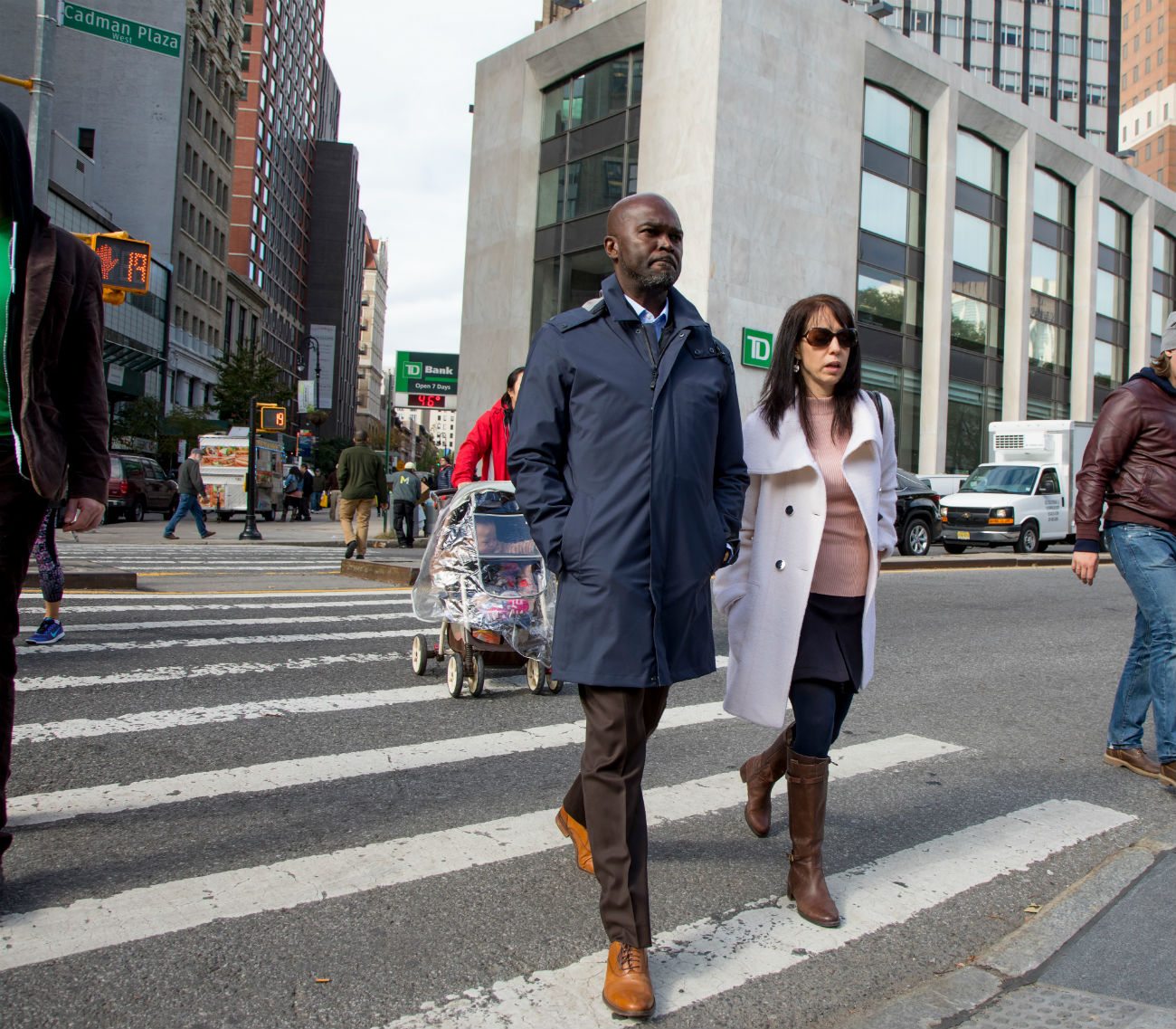 Wesley Caines (left) walks with Laura Liebman
