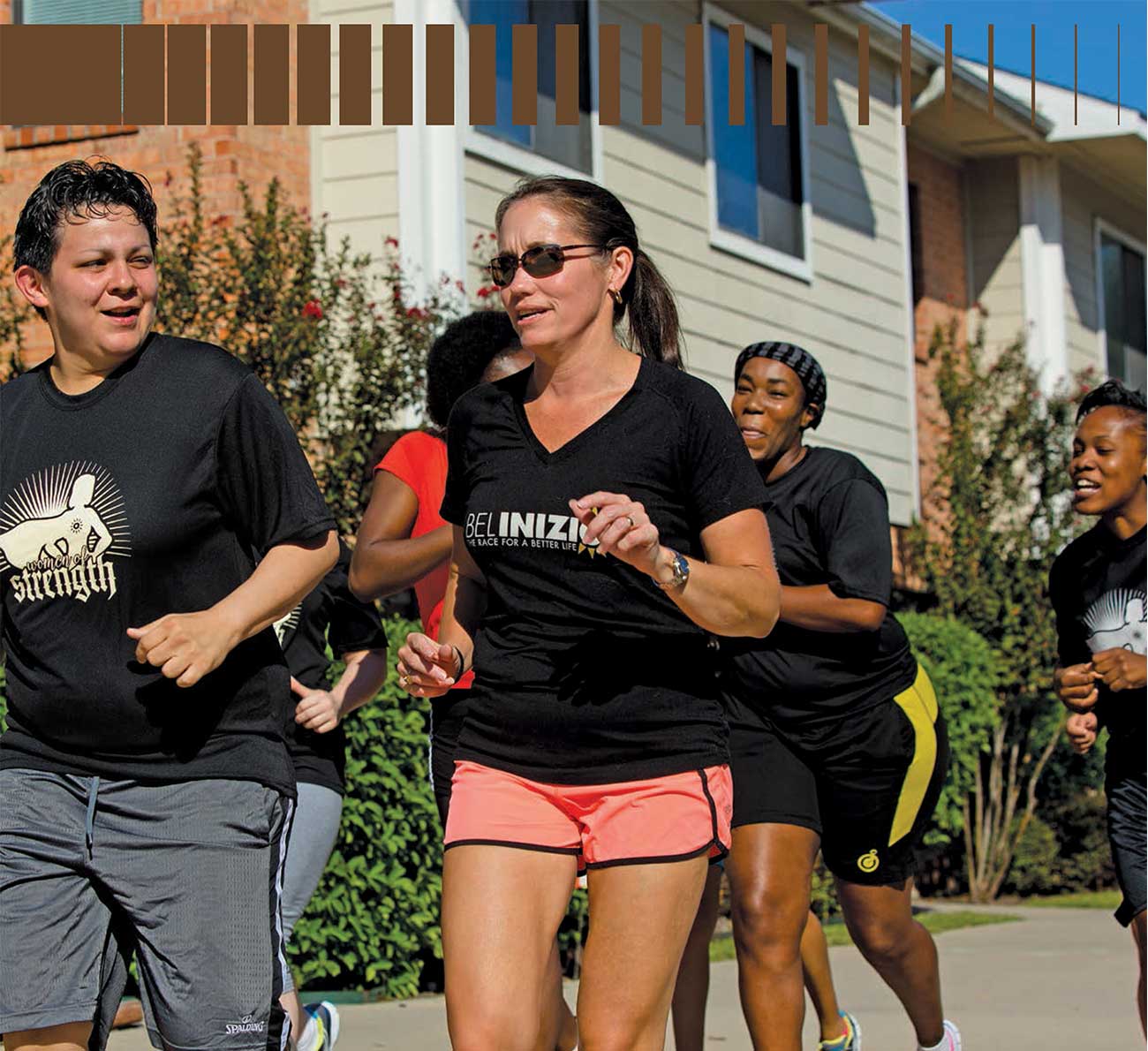 Lisa Carpenter shown jogging with a group of other women.