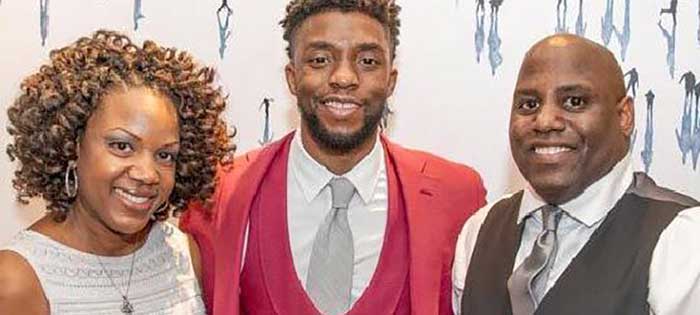 Chadwick Boseman with Danette and William Howard II.