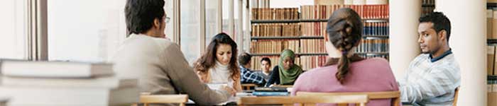 Students studying in library