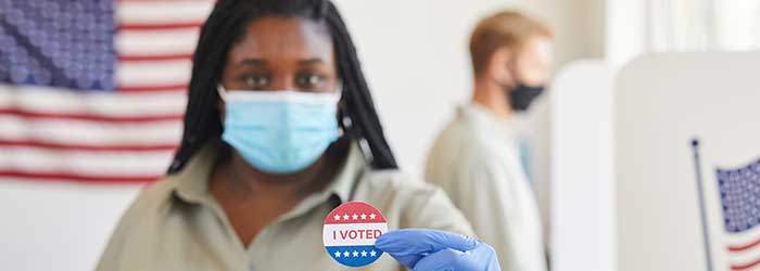 Black female voter, stock photo.