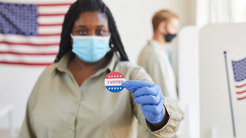 Black female voter, stock photo.