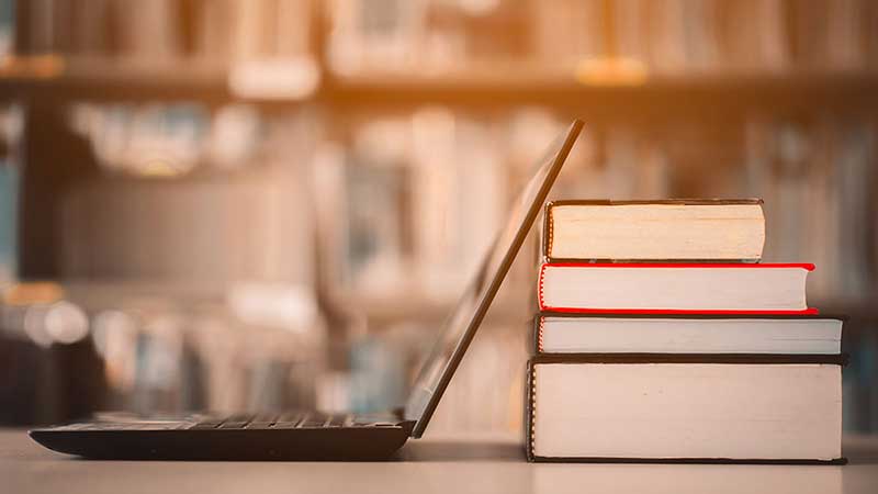 Books, Laptop, Library, stock photo.