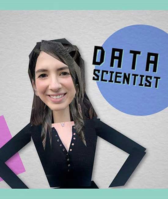 Stick figure of data scientist with hands on hips.