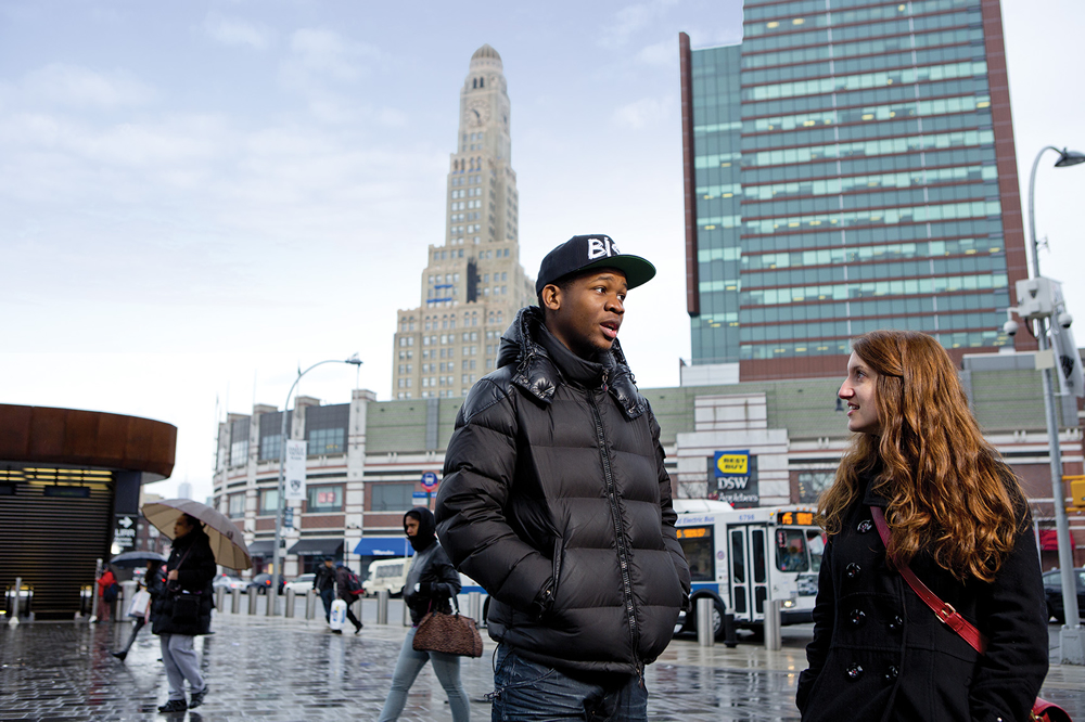 Romana Ryals (right), is a college success counselor with iMentor NYC. Her organization aids about 3,000 students each year in New York City, including Kevin Wade, a student at Medgar Evers College in Brooklyn.