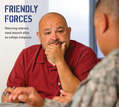 Cover image from Spring 2013 issue pictures a couple of student soldiers.