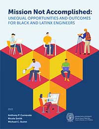 Report cover with pictograms of workers on a Q*bert style of isometric platforms.