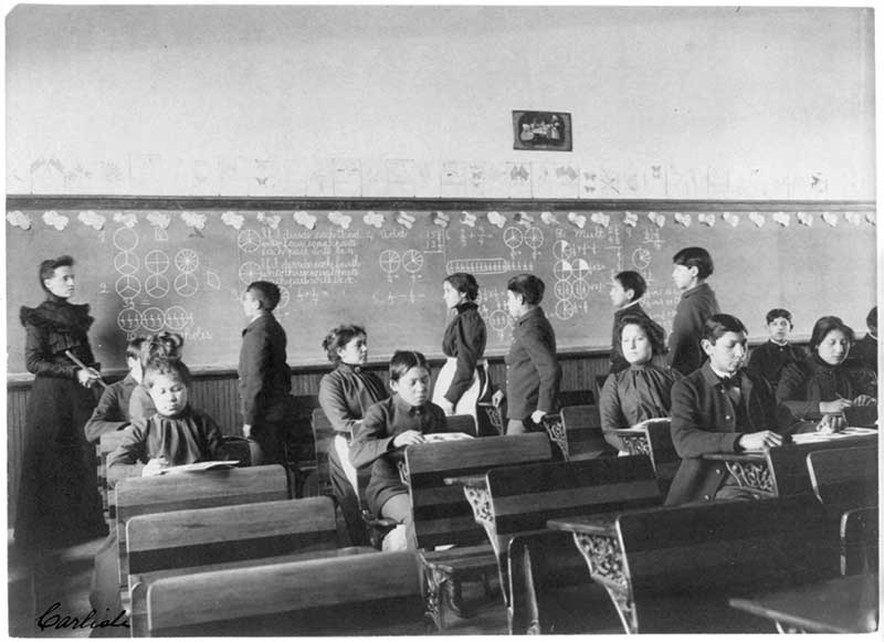 Native American students at the Carlisle Indian Industrial School in Pennsylvania. Between 1879 and 1918