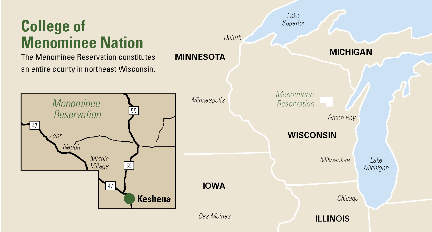 College of Menominee Nation map