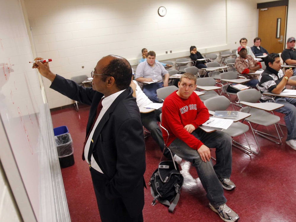 A professor teaching