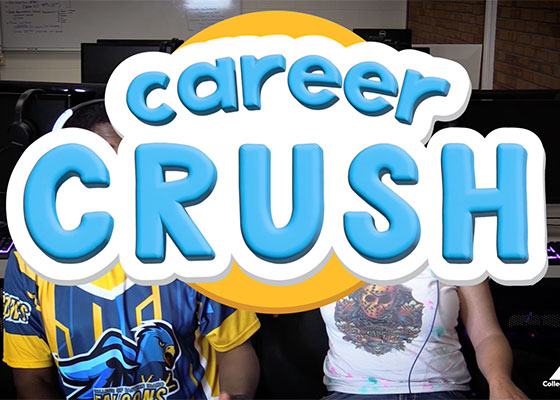 Career Crush game show title in large letters. A still from the college of eastern idaho's video.