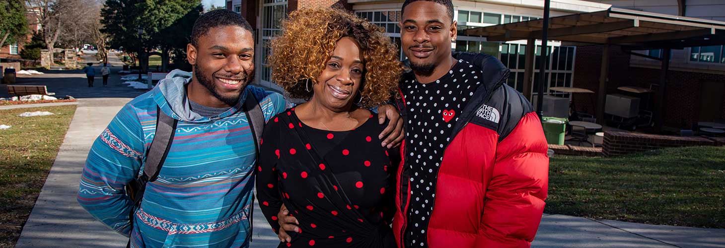 Lisa Matthews with her sons on campus.