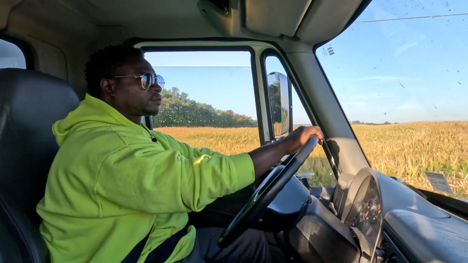 Jack Camp of Peoria, Illinois performs trucking duties.