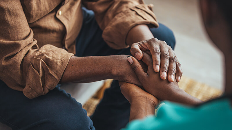 Closeup of a support hands. stock photo