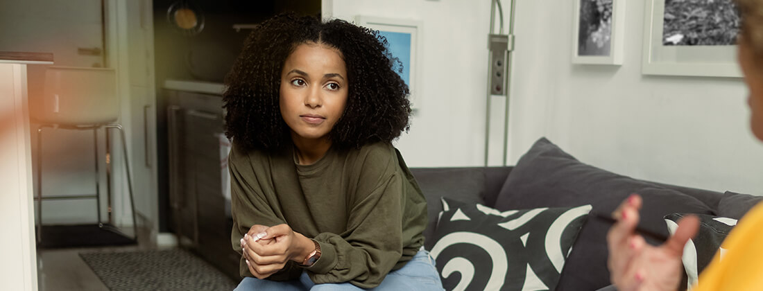 A teen girl in psychotherapy stock photo